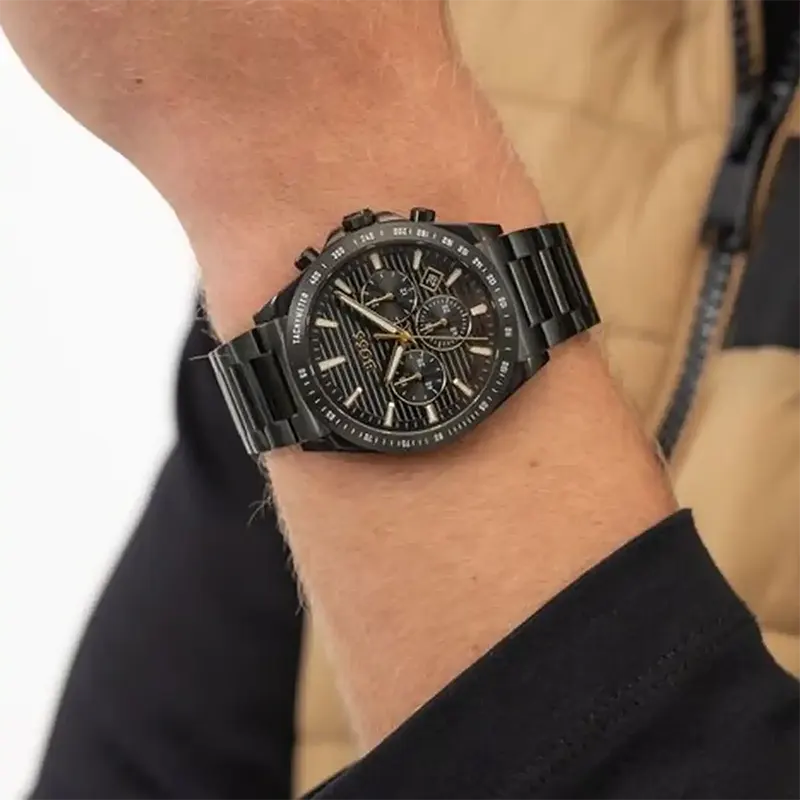 Hugo Boss Strike Chronograph Black Dial Multifunction Men's Watch- 1514291